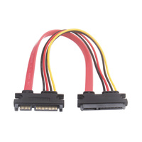 SATA7 + 15 22 Pines, Cable de alimentación de datos SATA, Conector de extensión SATA de 22 pines para HDD SSD de 2,5 ''y 3,5''
