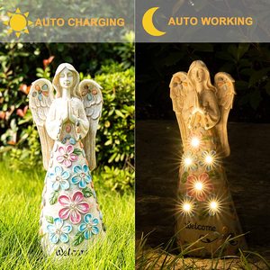 Figurines d'ange de jardin Décoration extérieure Ange solaire avec 6 LED Décoration de tombe de cimetière - Product Image 5