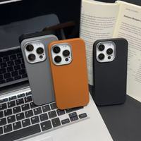 Casing Ponsel Kulit Lembut Pelindung Kamera Berlapis Elektroplating Bahan TPU Imitasi Canggih untuk Apple 16PROMAX IPhone15