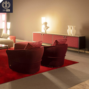 Sillón de Salón, Club, Estudio, Estilo Art <span class=keywords><strong>Deco</strong></span> Retro, con Forma de Barril, Envolvente, de Terciopelo Metálico, con Base Metálica - Product Image 2