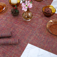 Napperons de table de Noël antidérapants rouge foncé et marron, en plastique, rectangulaires, écologiques, CLASSIQUE, en stock
