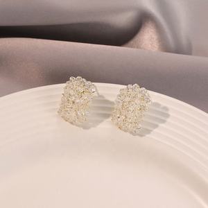 Pendientes de Botón Geométricos de Plata de Ley S925 de Alta Calidad con Circonita, Elegantes y Versátiles, Accesorios de Moda Chapados en Oro de Lujo para Mujer - Product Image 4