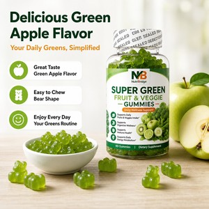 Compra al por Mayor de Gomitas Veganas de Alta Potencia con Sabor a Frutas y Verduras Verdes para Niños con Poco Gusto - Product Image 2