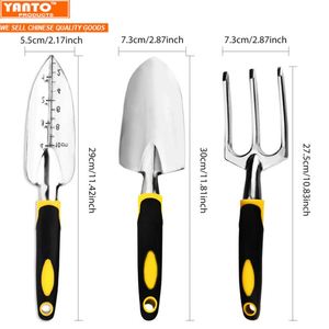 3pc en herramienta de jardín de aluminio fundido cabeza Kit de jardinería con goma suave antideslizante Transplanter boda horquilla - Product Image 4
