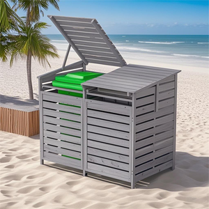 2 Contenitori di Stoccaggio <span class=keywords><strong>in</strong></span> <span class=keywords><strong>Legno</strong></span> per Esterni da 240L, Bidone per Riciclaggio Ecologico con Coperchio - Product Image 2