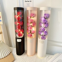 Nouvelle boîte à fleurs éternelles en forme de rose en papier, avec lampe, tube en papier long, cadeau pour la saison des diplômes, Tanabata