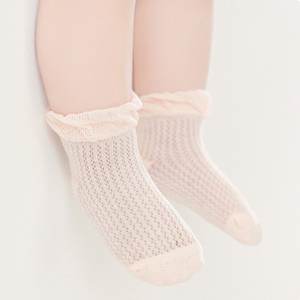 Calcetines de bebé de malla grande antideslizantes finos de primavera informales, color sólido recién nacido, calcetines de algodón peinado para niñas y niños - Product Image 4
