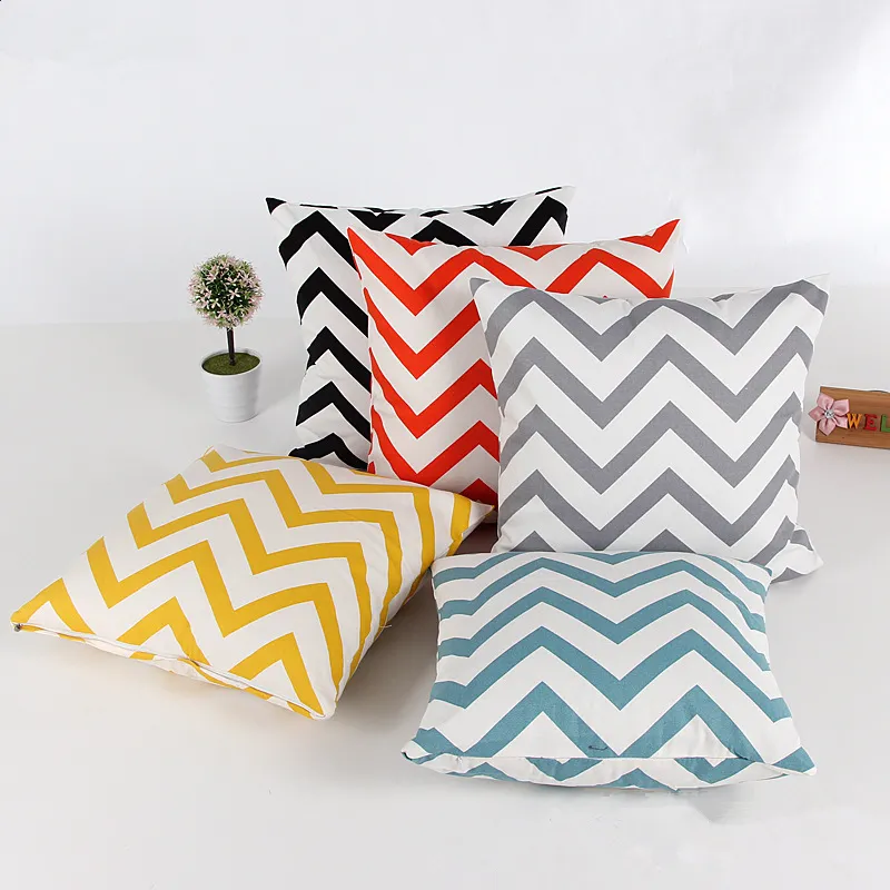 Factory Direct Canvas Wave Pattern Fashion Pillow Case Sofa Car Pillow Covers