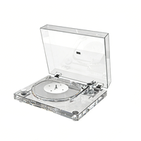 Nouveau tourne-disque en vinyle transparent en acrylique avec émetteur BT X10, tourne-disque de bureau moderne pour une lecture de musique sans fil élégante