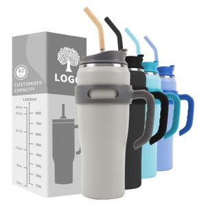 40 OZ Adventure Stainless Steel Tumbler <b>with</b> Handle <b>Straw</b> Double Wall Vacuum Metal Travel Coffee Mug 40oz Tumbler <b>with</b> Handle - Product Image 2