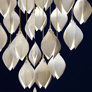 Luxury Modern White Flower Pendant Light Ceramic G9 LED Staircase Lamps Chandelier 80 Indoor Decoration Light Support 0.8 20000