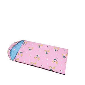 Saco de dormir de algodón con estampado para niños, bolsa de dormir lavable a máquina para acampar