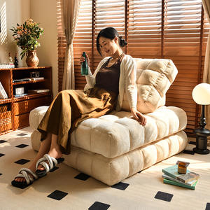 Sofá Modular Waffle Color Crema, Forma Cuadrada en U, Relleno de Espuma, Diseño Artístico, para Sala de Estar, Uso Adulto - Product Image 1