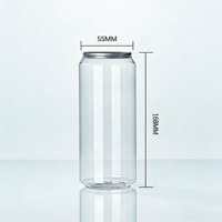 Canette PET transparente A2 500 ml avec couvercle en aluminium facile à ouvrir, sérigraphiée, qualité alimentaire, anti-fuite, pour emballage de boissons gazeuses et sodas