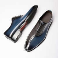 Chaussures de mariage haut de gamme faites à la main en cuir véritable respirant à lacets et à bout pointu pour affaires formelles