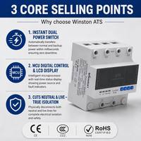 Commutateur de transfert automatique double alimentation Winston LGX-2 ATS à commande MCU 1-63A AC220V 50/60Hz 6kA Monophasé/Triphasé Montage sur rail DIN
