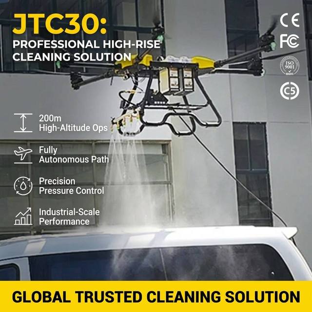 High Efficiency Cleaning Drone for Commercial Building Exterior Maintenance Fully Autonomous UAV with 180 Rotation Head