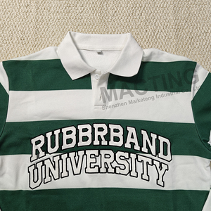 Camicie a righe con ricamo personalizzato con Logo in cotone di alta qualità a righe bloccate a manica lunga maglietta da Rugby a <span class=keywords><strong>maglia</strong></span> da uomo Polo - Product Image 2