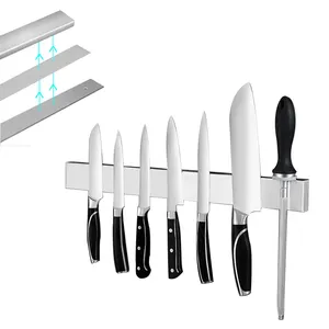 16 Inch Black Magnetic Knife Holder for Wall Stainless Steel No Drilling