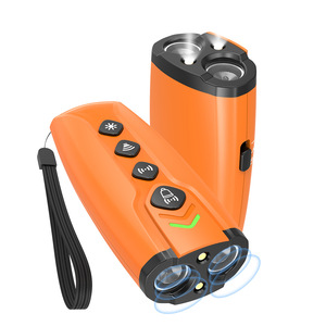 เครื่องไล่สุนัขแบบอัลตราโซนิกแบบพกพา เครื่องหยุดเห่าแบบมือถือสำหรับฝึกสัตว์เลี้ยง พร้อมไฟ LED และระบบควบคุมเสียง สีส้ม-ดำ - Product Image 2