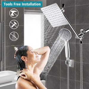 Pommeau de <span class=keywords><strong>douche</strong></span> pluie haute pression de 8 pouces Combo de <span class=keywords><strong>douche</strong></span> à main avec bras <span class=keywords><strong>d</strong></span>'extension de 11 pouces <span class=keywords><strong>Angle</strong></span> de hauteur réglable - Product Image 2