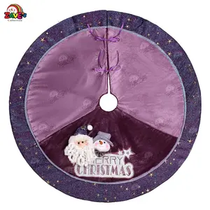 Zaves闪光之星紫色宇宙焦糖色树裙，带毛绒可爱圣诞老人雪人娃娃42英寸圣诞快乐