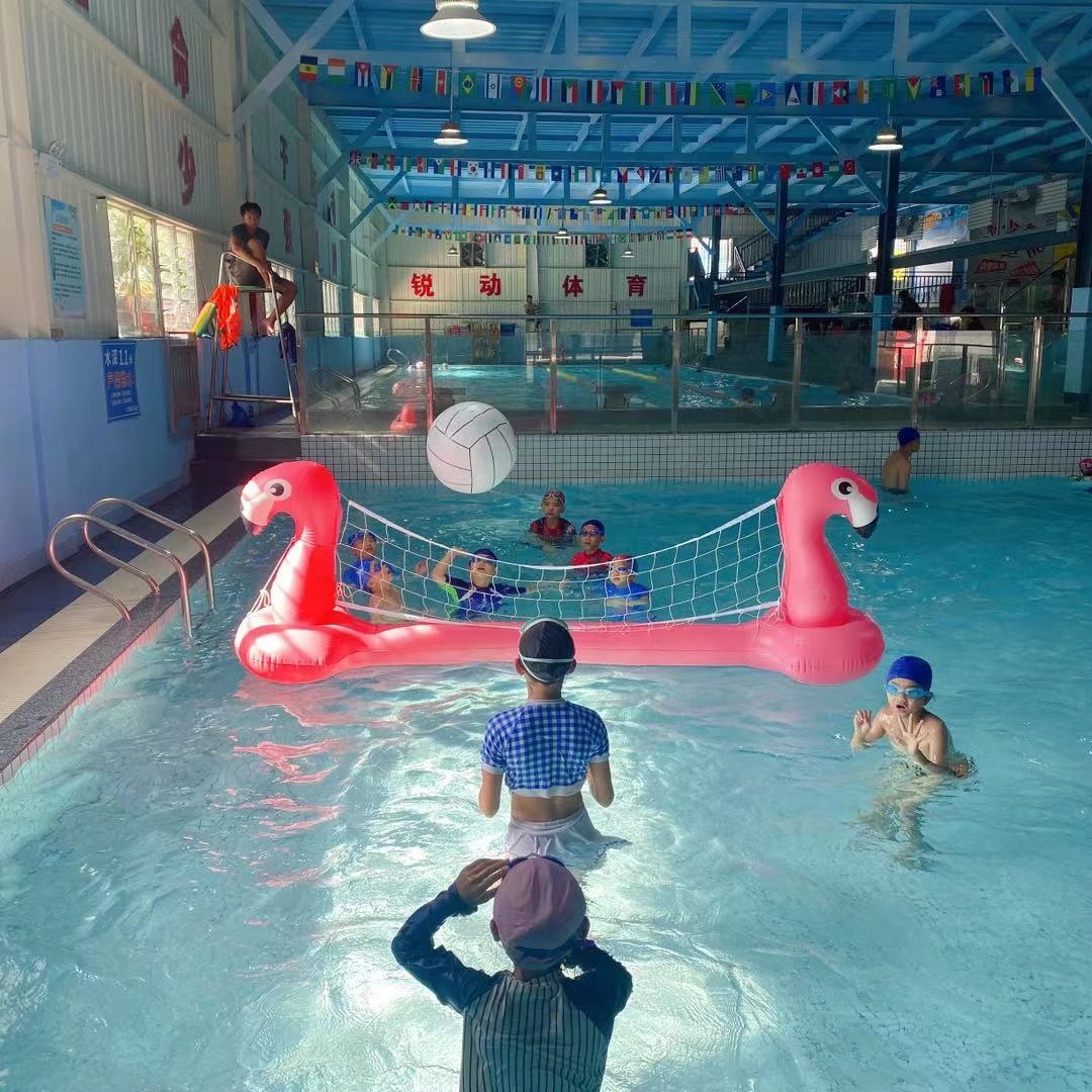 Надувной водный бассейн с фламинго, набор плавающих игрушек, бассейн, волейбольная сеть, плавательная игра, водный волейбол, набор мячей для взрослых и детей