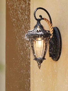 <b>Outdoor</b> Wall Mount Brass Lamp Tempered Glass Diffuser 3500K Warm White <b>Light</b> Waterproof Solar Powered 10-Year Warranty LED - Product Image 4