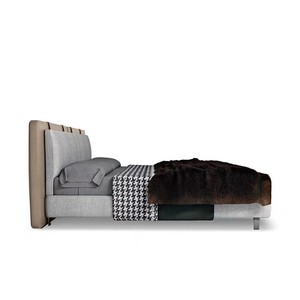 Contemporain Luxe Cuir tissu démonté Tête <span class=keywords><strong>de</strong></span> lit rembourrée Double Mariage Italien <span class=keywords><strong>pied</strong></span> lit en métal - Product Image 5
