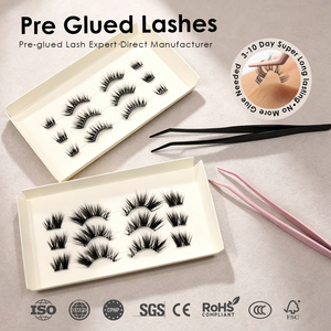 Pre-glued Strip Lashes Waterproof Wispy Fluffy Lash CE Certified Custom Sizes Curls <strong>Magnetic</strong> Box European Market <strong>UK</strong> France - Product Image 1