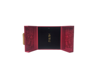Boîtes rigides rouges personnalisées avec logo en feuille d'or, couvercle à charnière, double porte, tiroirs multiples, en carton recyclable, pour montres, avec doublure en éponge