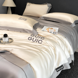 Hàng Đầu Sang Trọng Thương Hiệu Mùa Hè Chăn Gối Vỏ Gối Bộ Đồ Giường Bộ 4Pcs Rắn Hiện Đại Lụa-Giống Như Lụa Mềm Lơn-Điều Kiện <span class=keywords><strong>Comforter</strong></span> - Product Image 5