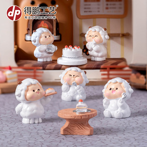 Figuras de ovejas de dibujos animados Dp, decoraciones de escritorio en miniatura de resina para casa de muñecas, accesorios de regalo de cumpleaños - Product Image 3