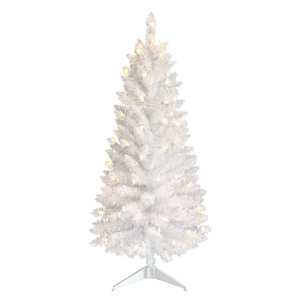 Sapin de Noël artificiel blanc de 90 cm (3 pieds) avec 88 pointes et lumières UL pour la maison et le bureau - Vente en gros pour le Nouvel An - Product Image 1