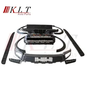 Bumper Mobil Depan Bagian Off-Road KLT Terbaru ABS Grille Aftermarket Bumper Baja dengan LED Kit Bodi Hitam untuk F150 2021