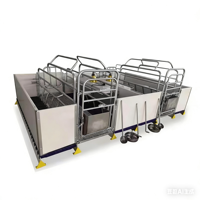 Cage de mise bas double européenne avec mangeoire et rails de protection, équipement de mise bas pour porcs facile à assembler pour les exploitations agricoles