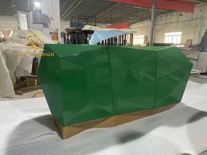 Aparador de Lujo con Diseño Geométrico y Gemas, Mueble de <span class=keywords><strong>TV</strong></span> de Metal y Madera con Acabado Pintado, Mesa Consola Decorativa con Cajones y Detalles de Diamantes - Product Image 2