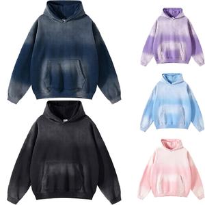 เสื้อฮู้ดดี้สตรีทแวร์ผู้ชายแบบสั่งทำพิเศษ (OEM) ผ้าหนา ทรงโอเวอร์ไซส์ สไตล์วินเทจ ทำสีซีดแบบย้อนยุค ผ้าฝ้าย 100% ปักลาย - Product Image 1