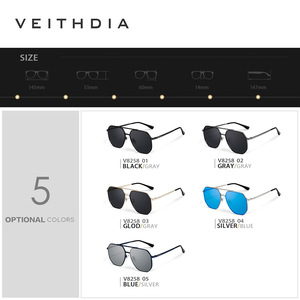 Veithdia Men's Square Metal Sunglasses UV400 Polarized Nylon Lens Outdoor Sun Protection Glasses 8258 - Product Image 3