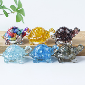 Ingrosso Tartaruga in resina di cristallo naturale tecnica di intaglio al quarzo schiacciato ornamenti da scrivania animale decorazione per la casa Idea regalo - Product Image 6
