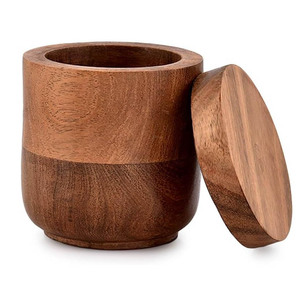 Acacia Wood Jewelry <b>Box</b> Round 7.6 X 7.6 X 8.9 Cm With Lid For <b>Rings</b> <b>Proposals</b> Weddings - Product Image 3