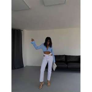 Ladies' <b>White</b> <b>Jeans</b> Breathable Stretch <b>Flared</b> Boyfriend Style Skinny Fit Casual Plus Size Print Denim XL Trousers Winter Season - Product Image 2