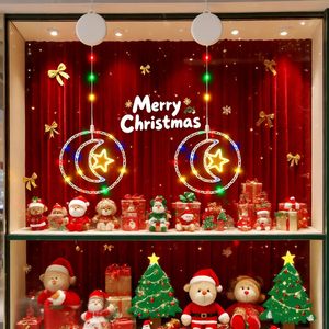 Guirlandes lumineuses LED étoiles et lunes, indice de protection IP44, fonctionnant sur piles, ventouses pour décoration de Noël, fenêtres/<span class=keywords><strong>balcon</strong></span>/fête/mariage - Product Image 2