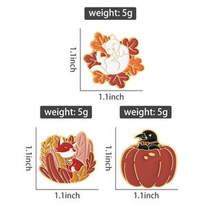 حيوانات كرتون عيد الشكر لطيف القط الثعلب الكذب على دبابيس المينا دبابيس على ظهره هدايا المجوهرات - Product Image 6