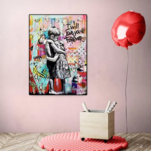 Decorazione per la casa moderna Deco <span class=keywords><strong>ragazzo</strong></span> ragazza che abbraccia la tela stampa murale arte Graffiti Poster <span class=keywords><strong>da</strong></span> <span class=keywords><strong>parete</strong></span> appesa per la casa o l'ufficio - Product Image 4