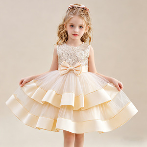 Girls Sleeveless Sparkle Tulle Dress With Bow Party Princess Costume 8632 - Product Image 4