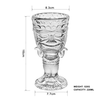 Verres Tiki, ensemble de mugs Tiki transparents, verres à cocktail modernes pour bar, verres à boire de style hawaïen, design Muse