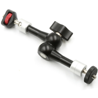 Support de moniteur à bras articulé en alliage d'aluminium à 2 bras, pince pour flash, griffe porte-accessoire, adaptateur 1/4, réglable, noir/rouge, pour appareils photo