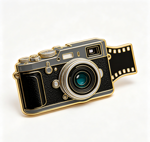Retro Camera Metal Lapel <b>Pin</b> Soft Enamel <b>Badge</b> Black Gold Tone Irregular Shape for Clothing Souvenir Gift - Product Image 3