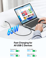 Cables de carga rápida USB C SUNGUY de 60W, cable de datos USB, cable de carga para el mercado de la UE